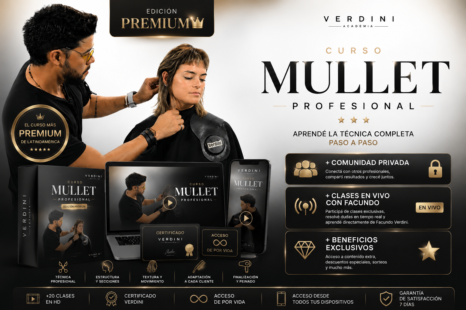 Curso Mullet  + Acceso plataforma Verdini + comunidad privada + clases en vivo con Facundo + Beneficios excl